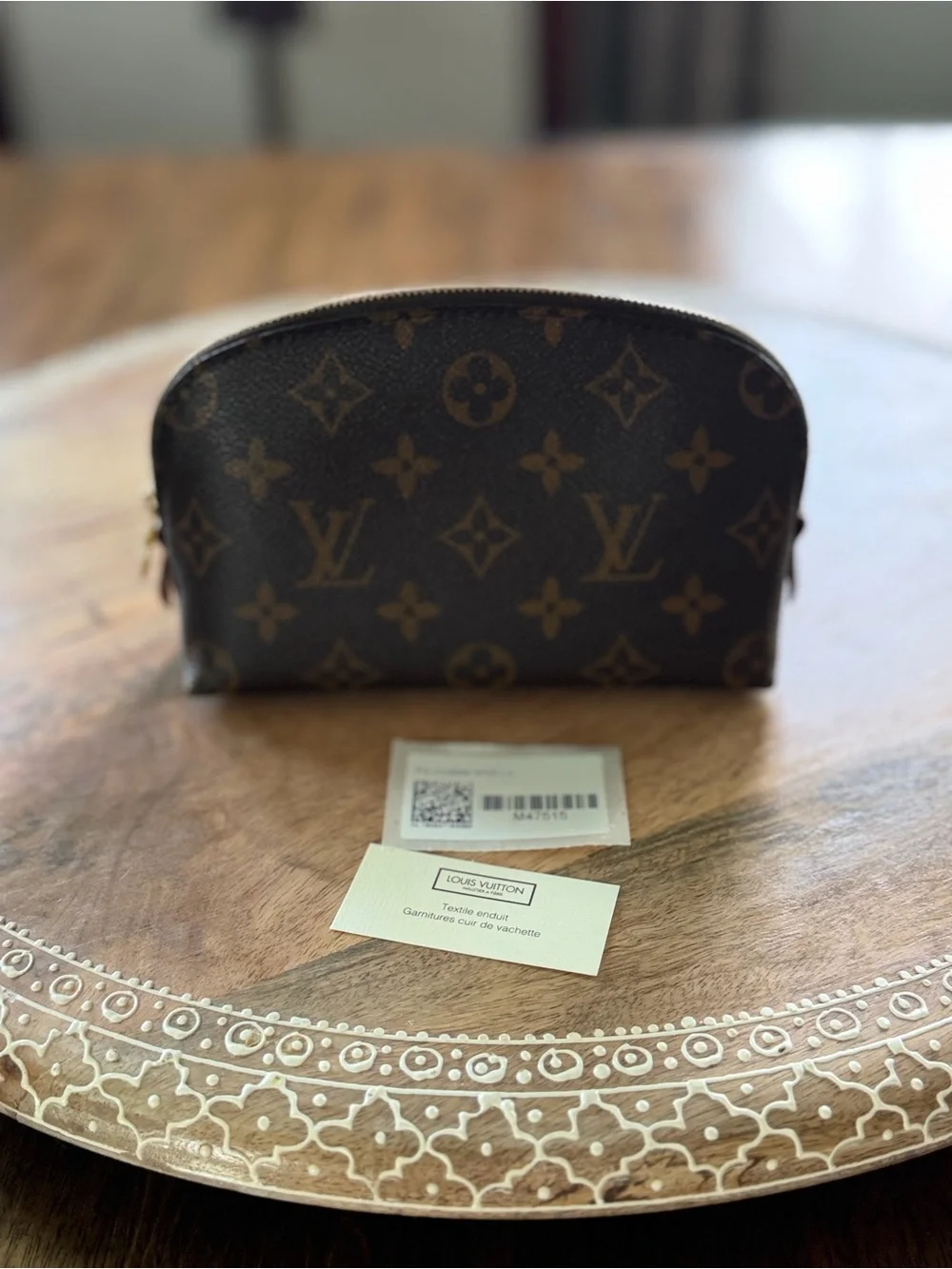 Louis Vuitton Brown Monogram Canvas Pouch with Gold-Tone Zipper